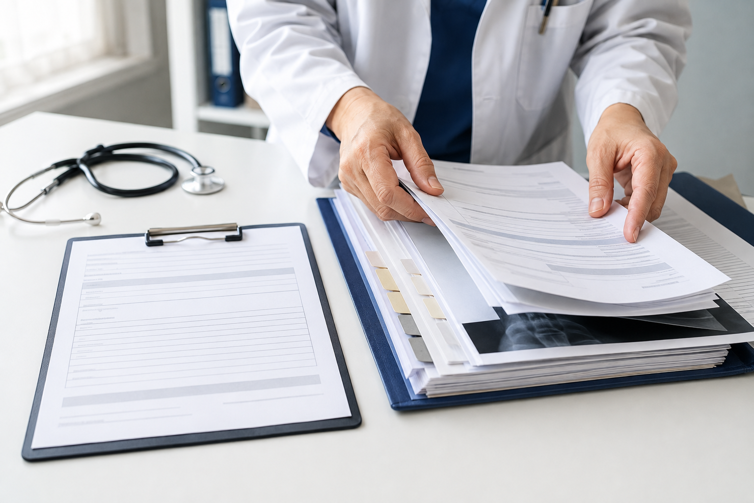 Informe médico y carpeta de historia clínica