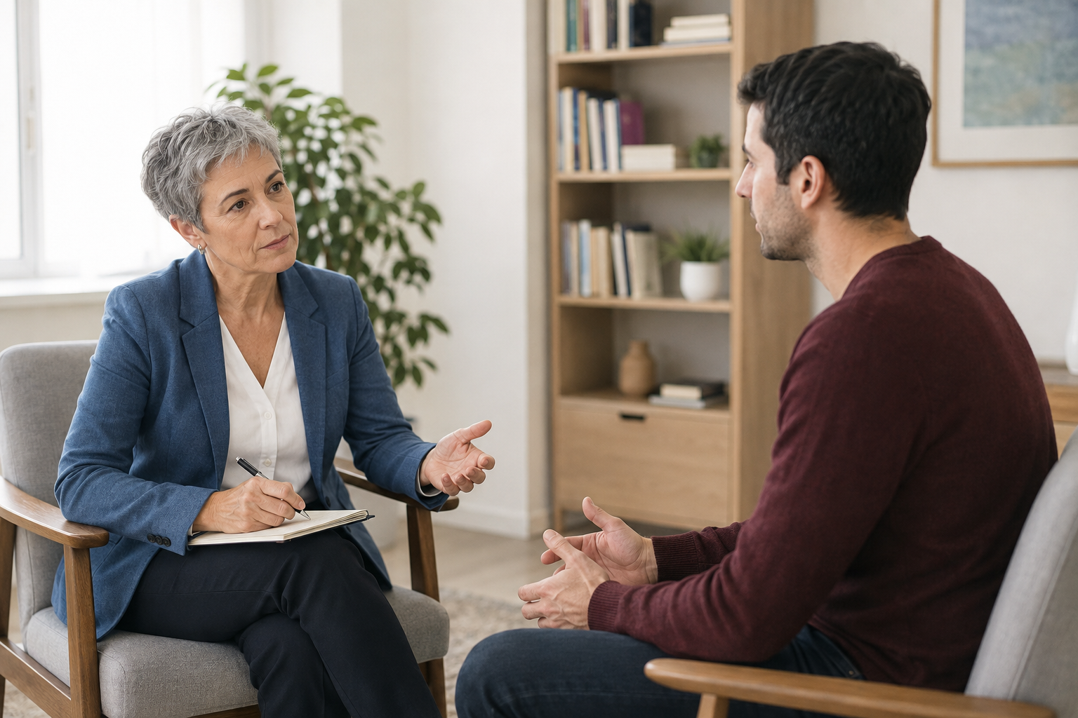 Psiquiatra conversa con un paciente