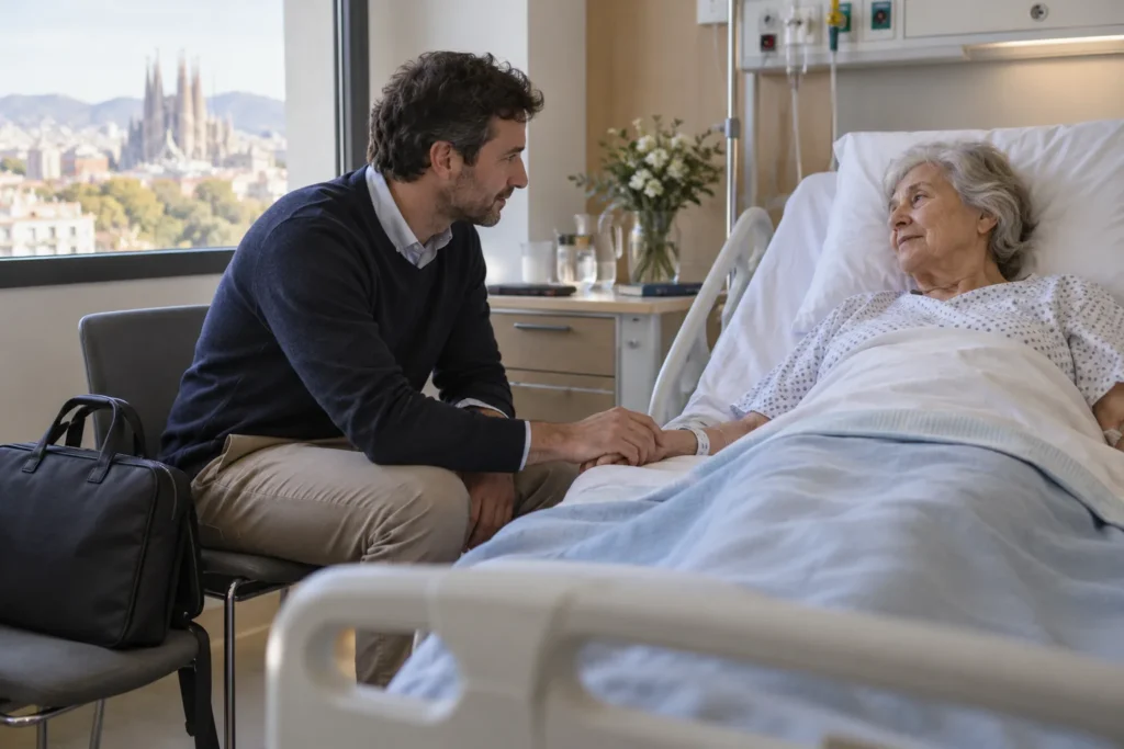 Hijo acompañando a su madre durante un ingreso hospitalario